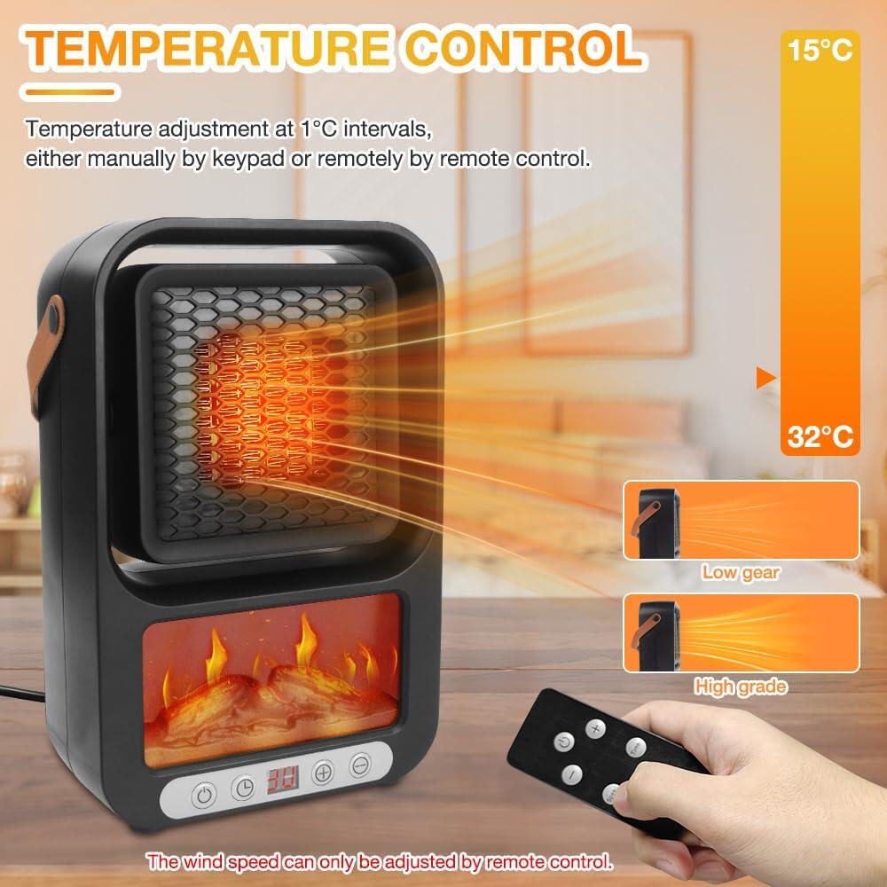 Mini Calefactor Eléctrico Portátil con Control Remoto – Calor Rápido y Seguro