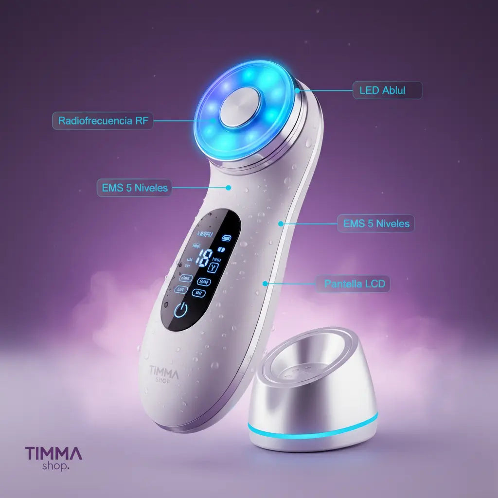 Masajeador Facial Timma Shop - Radiofrecuencia LED EMS 3 en 1 Antiarrugas Profesional