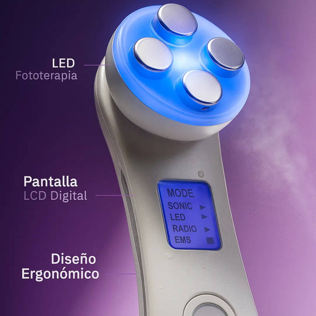 Masajeador Facial Timma Shop - Radiofrecuencia LED EMS 3 en 1 Antiarrugas Profesional