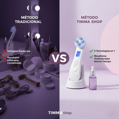 Masajeador Facial Timma Shop - Radiofrecuencia LED EMS 3 en 1 Antiarrugas Profesional