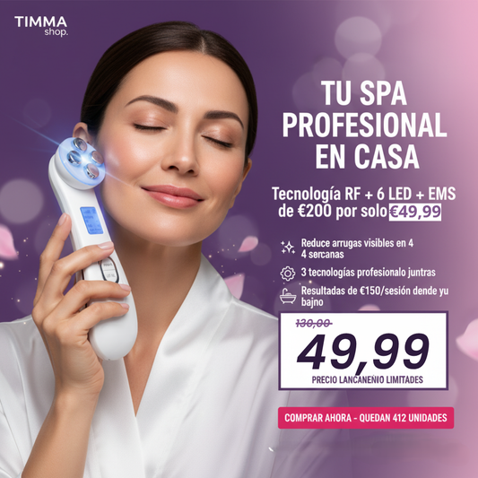 Masajeador Facial Timma Shop - Radiofrecuencia LED EMS 3 en 1 Antiarrugas Profesional