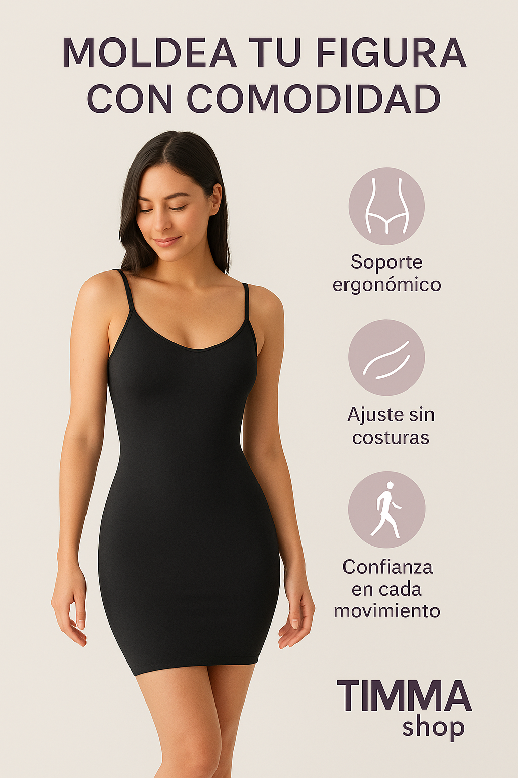 Body Sin Costuras Timma Shop - Invisible y Moldeador Negro L/XL