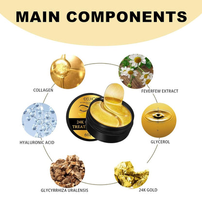 EELHOE Parches de Oro 24K para Ojos – 60 Pcs ✨👁️
